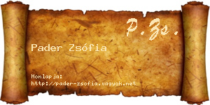 Pader Zsófia névjegykártya